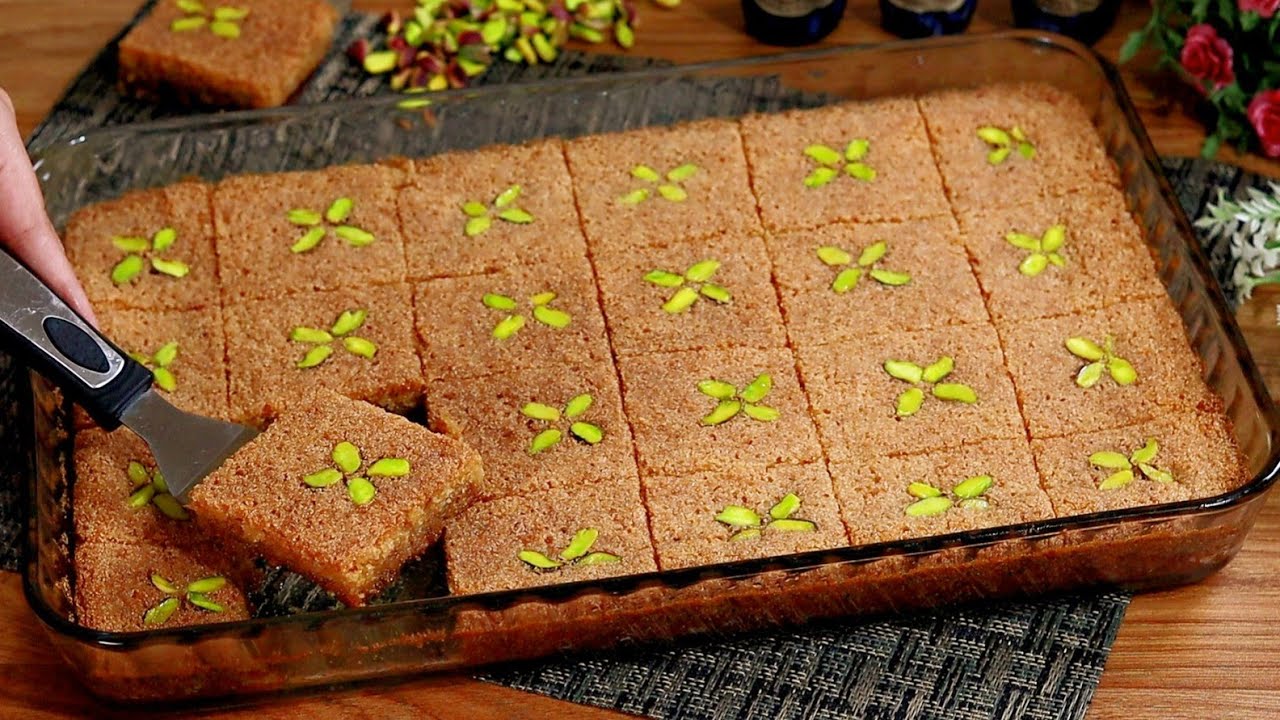 Caramel Basbousa Ramadan/Farina dessert/Harissa/Hareesa/Mediterranean dessert هريسة/بسبوسة/حلويات عربية/حلويات شرقية/عيد/رمضان/High quality